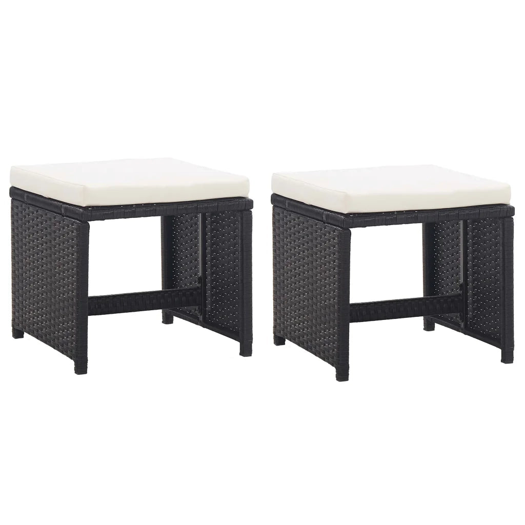 Set da Pranzo da Giardino 13 pz con Cuscini in Polyrattan Nero 42524