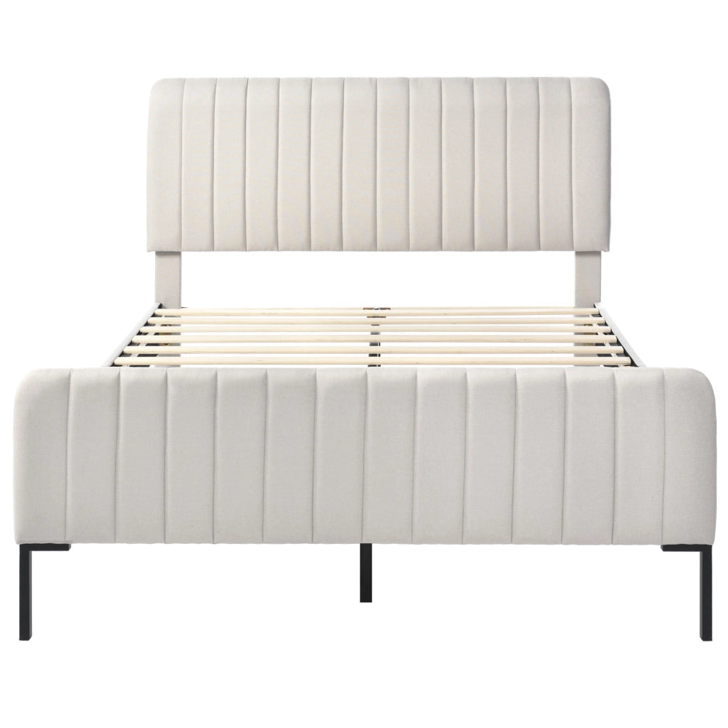 letto imbottito lino grigio beige 180 x 200 cm