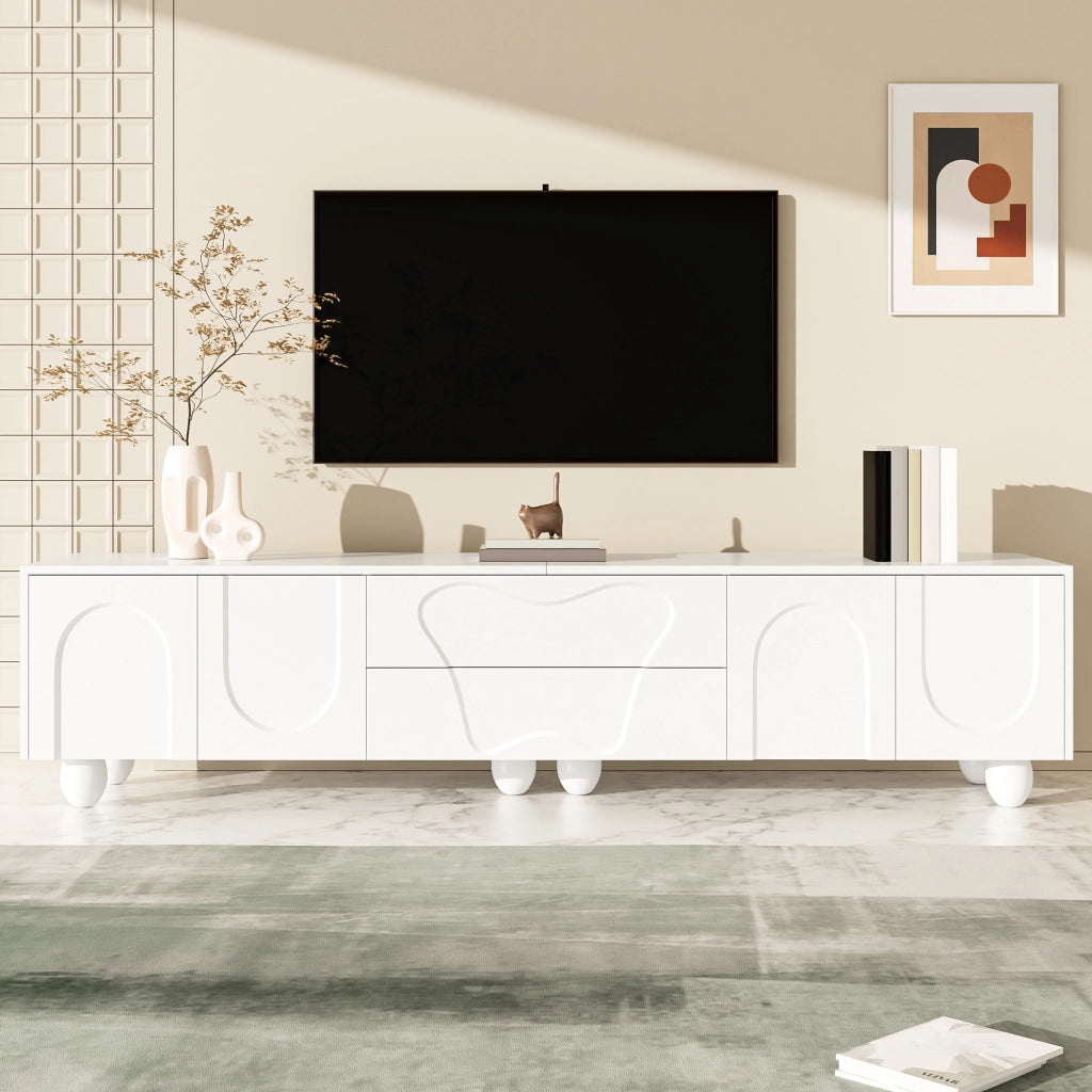 Cassettiera per TV bianca in truciolare lunghezza 180 cm