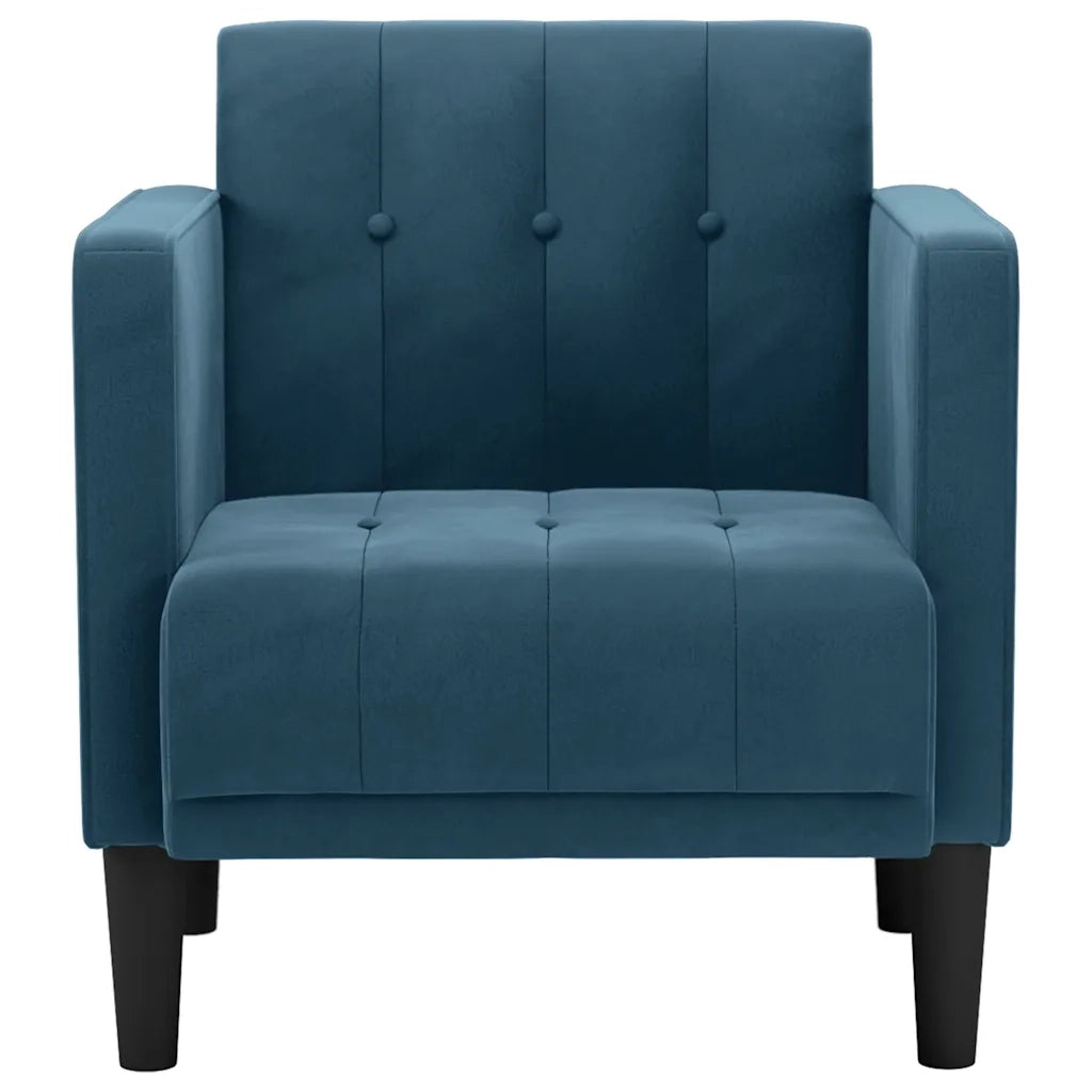 Divano Poltrona | Sedia con Braccioli Blu 53 cm in Velluto