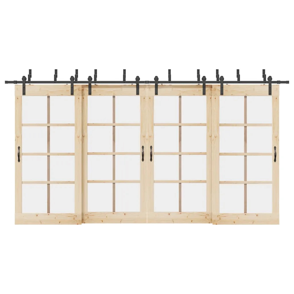 Kit di Binari per Porte Scorrevoli 427 cm Acciaio Nero CFW2166231