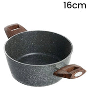 Trade Shop - Casseruola Con 2 Manici Legno Pentola Antiaderente Antigraffio Per Induzione Da ø16 A 24cm -    -diametro 16cm   -