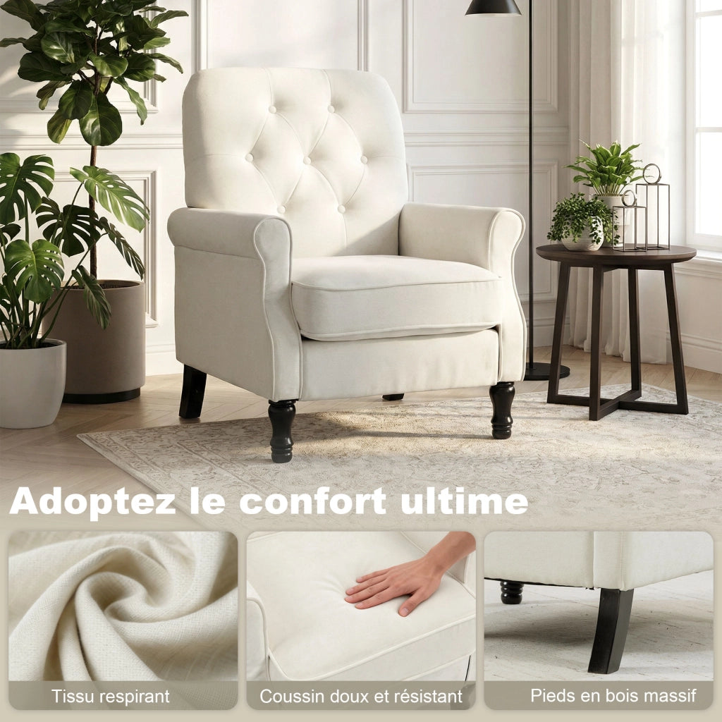 Poltrona ¨C Minimal ¨C crema, tessuto, 69x75x90cm