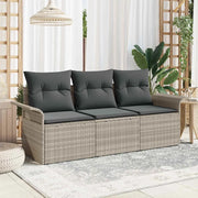 Set di divani con cuscino 3 pcs Grigio polyrattan