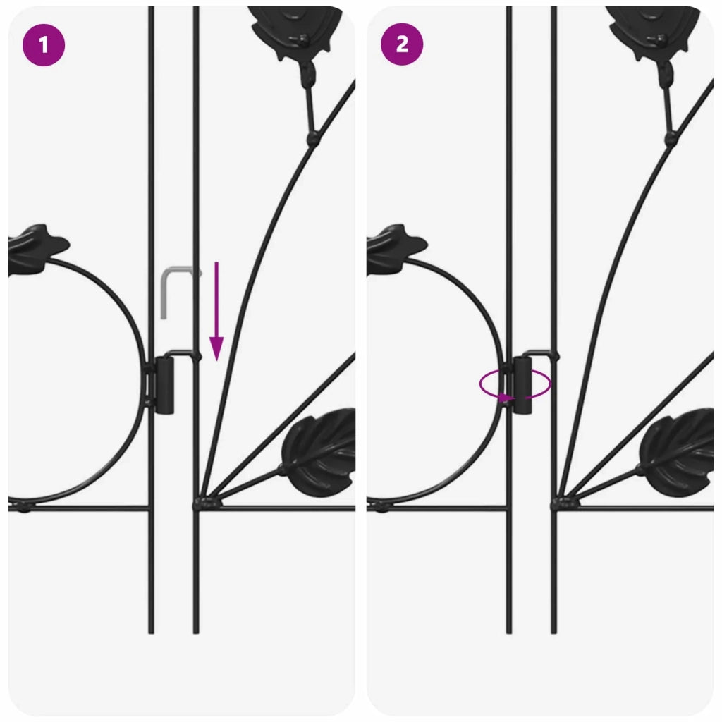 Recinzione per Giardino 5 pcs Nero Acciaio 42021366