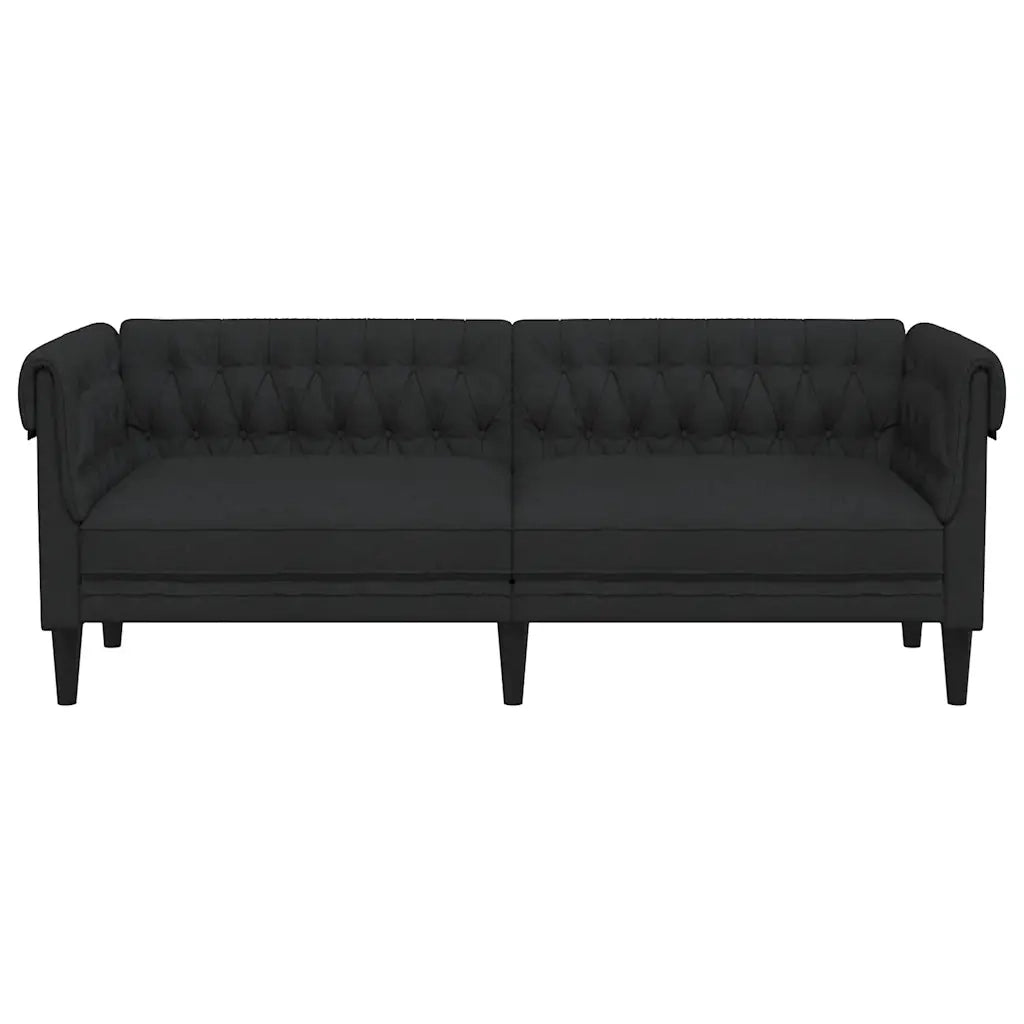 Divano Chesterfield a 3 Posti Nero in Tessuto 372558