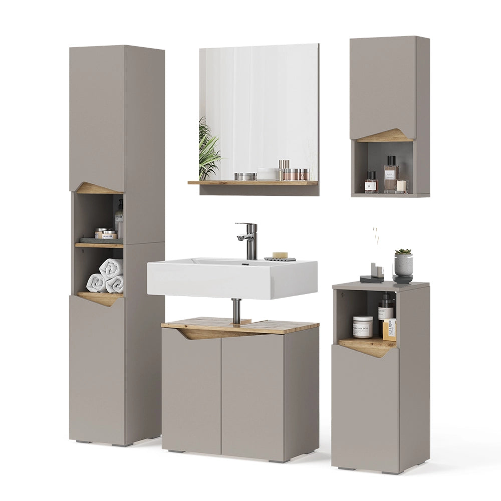 Vicco Combinazione di mobili da bagno Grigio 5 parti