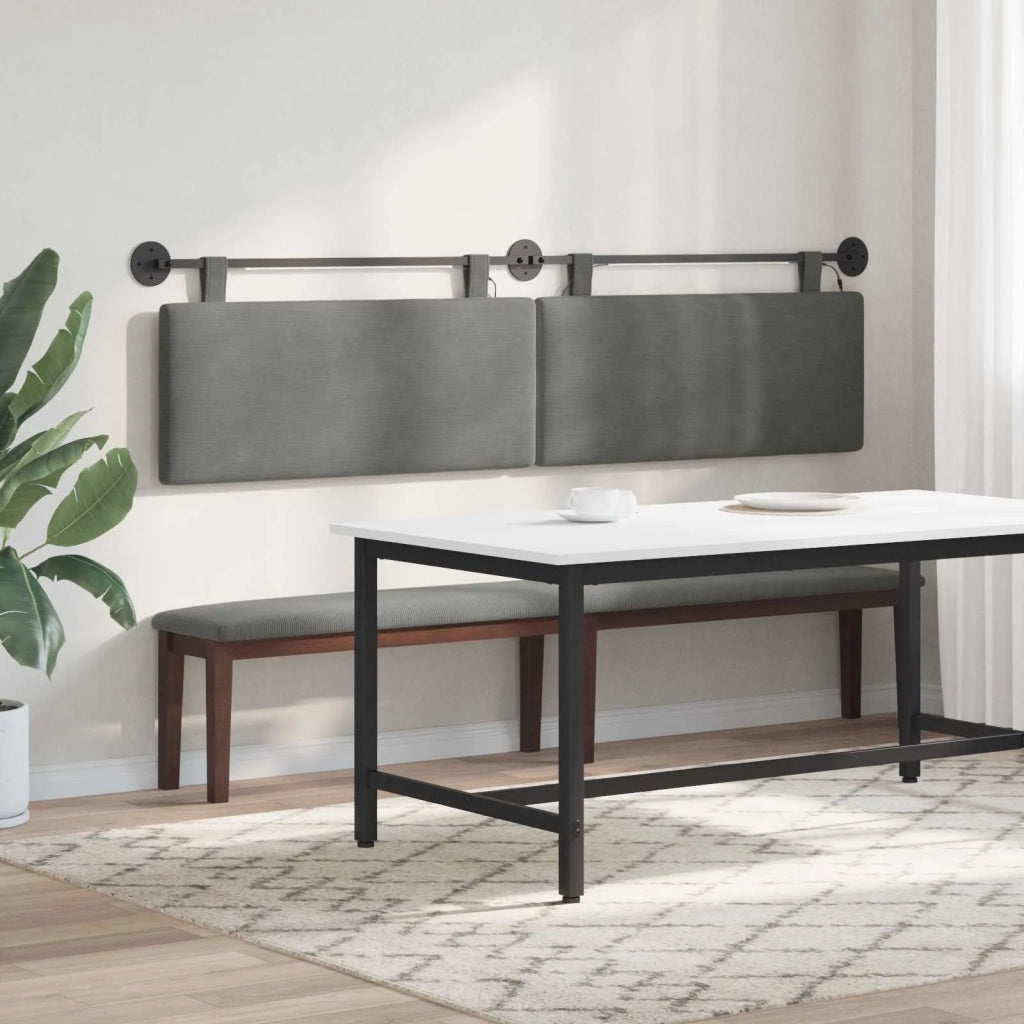 Testiera | Testata sospesa Con luce LED Grigio Scuro Tessuto in Cords