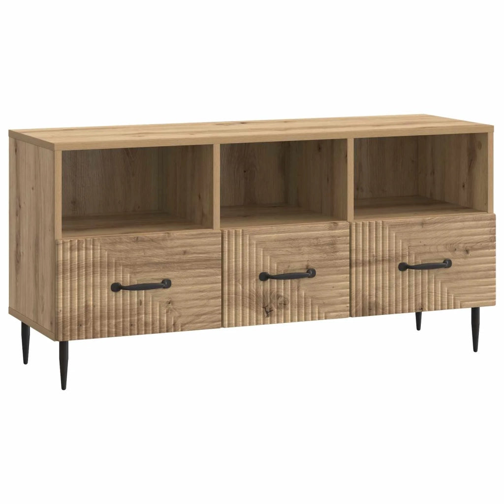 Mobile TV con cassetto-Credenza per TV Rovere Artigianale 102 x 34,5 x 50 cm 496465