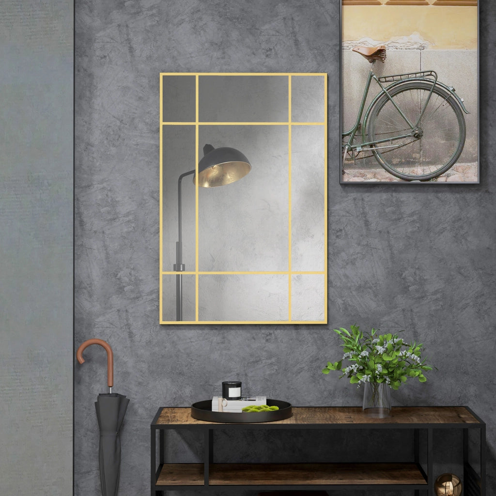 Specchio Decorativo Parete Rettangolare ¨C Minimal ¨C Dorato 90x60 cm