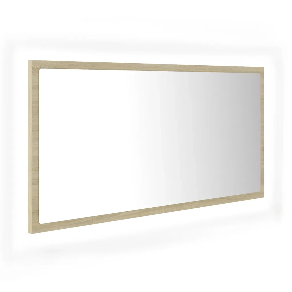 Specchio da Bagno LED-Specchio decorativo con LED Rovere Sonoma 90x8,5x37 cm in Acrilico