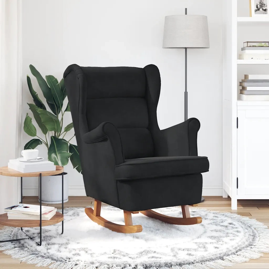Sedia a dondolo con schienale alto in velluto nero 329369