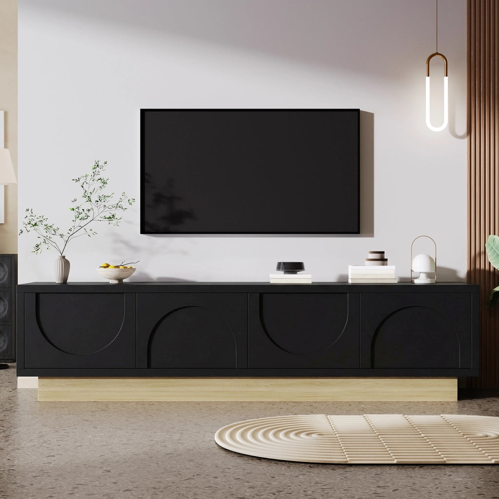 Cassettiera per TV nera in MDF lunghezza 175 cm
