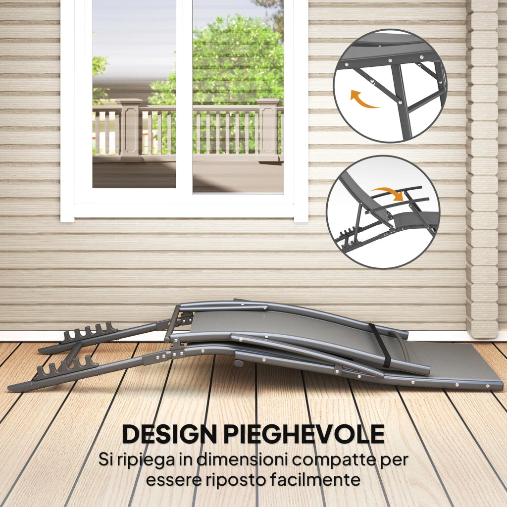Sdraio da Giardino Pieghevole con Cuscino ¨C Zephmum ¨C Grigio