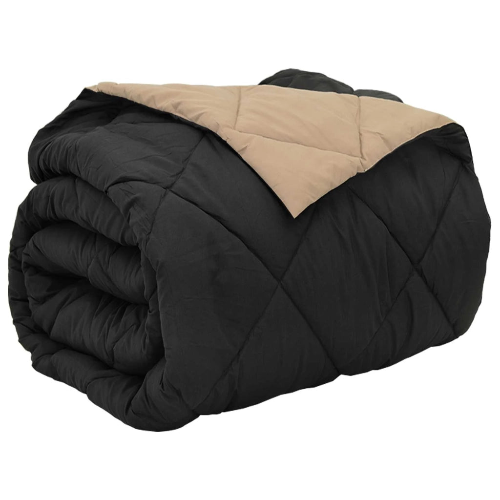 Piumone | Duvet Completo Annuale Nero e Talpa 200 x 200 cm Microfibra