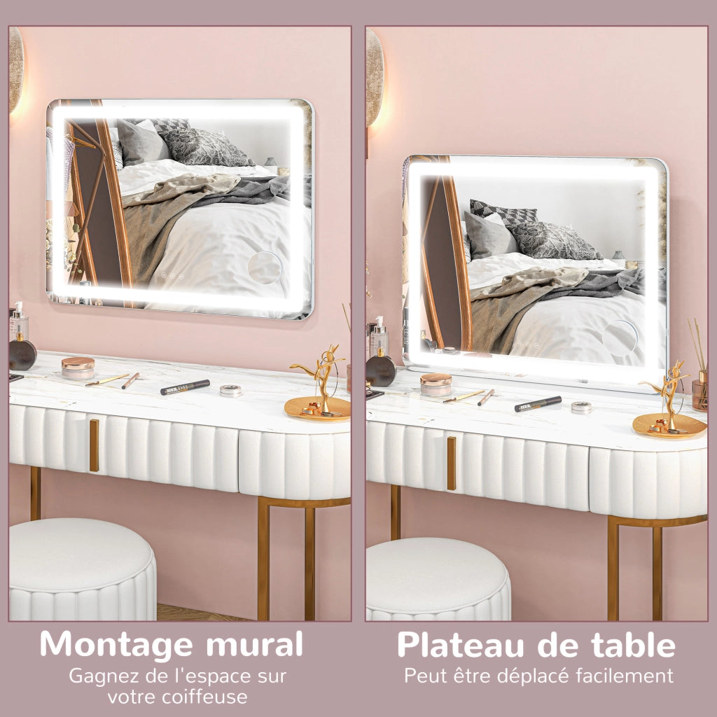 Specchio da Bagno con LED 3 Modalit¨¤ Illuminazione ¨C Minimal ¨C 80x62 cm