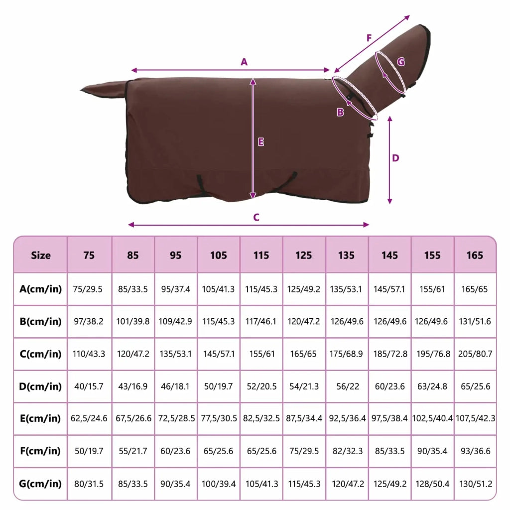 Coperta per Cavalli Marrone Scuro Completo 135 cm Poliestere 42013273