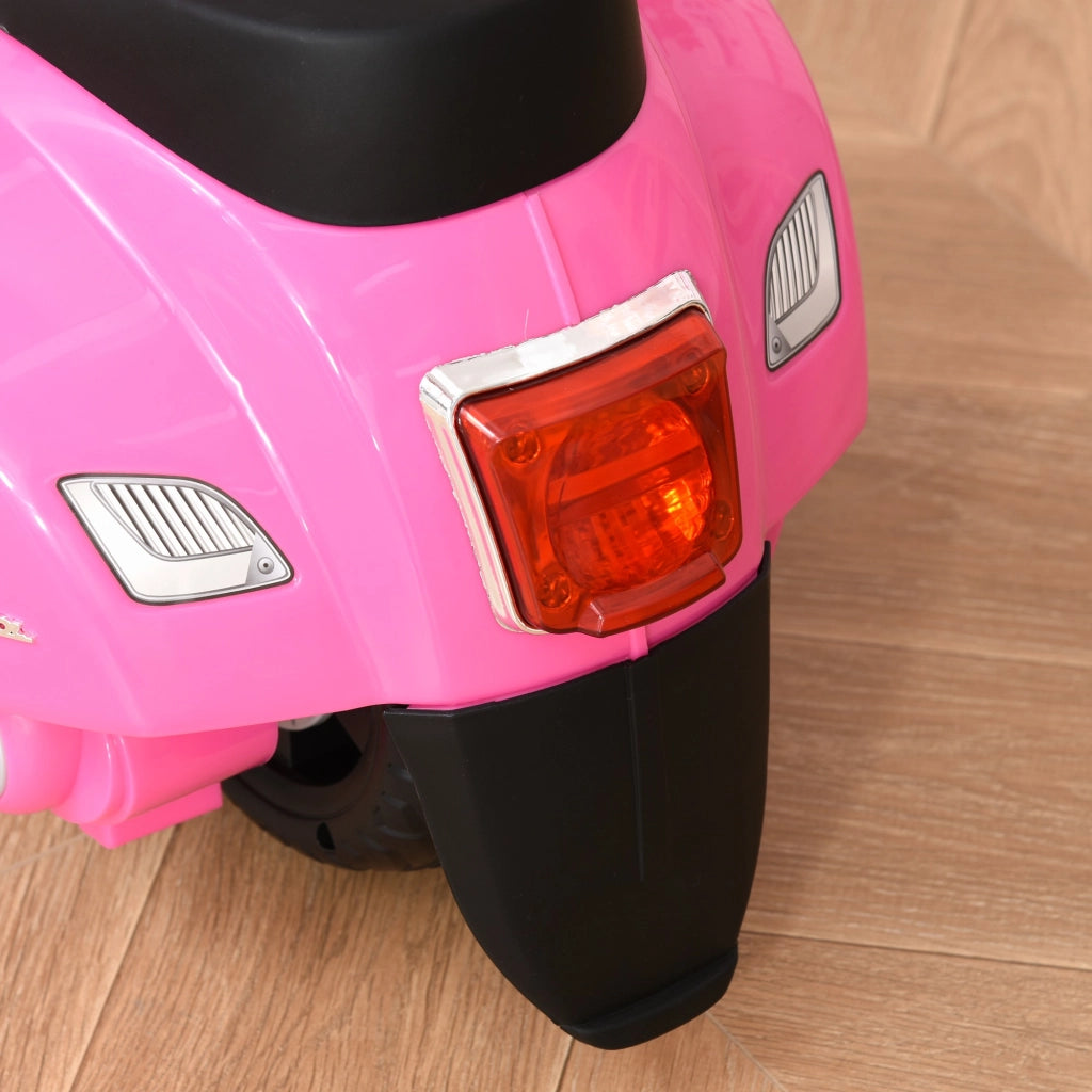 EasyComfort Moto Elettrica per Bambini 6V con Licenza Ufficiale Vespa Batteria, Motorino Elettrico per Bambini da 18-36 Mesi con Fari e Clacson, 66.5x38x52cm, Rosa