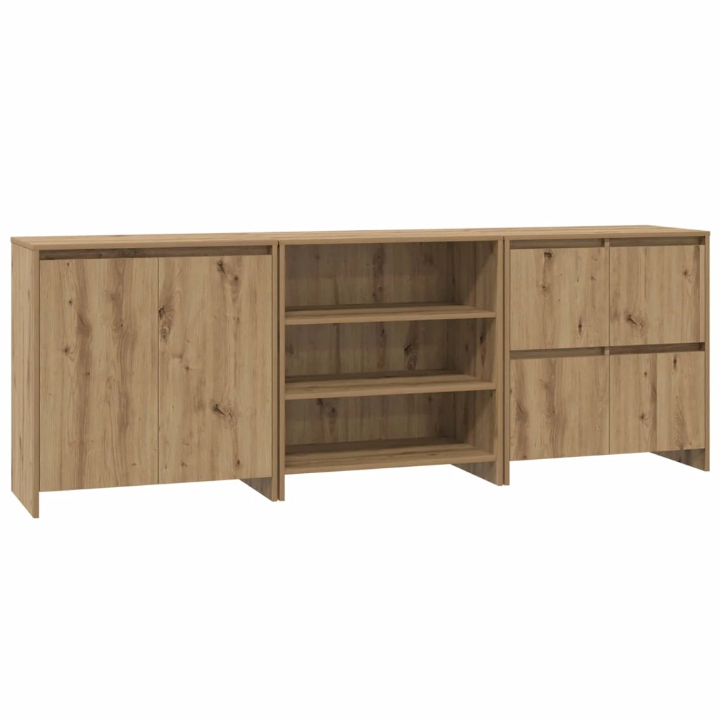 Credenza con cassetto 3 pz | Madia | Buffet da pranzo | Armadio da pranzo Rovere artigianale 70 x 41 x 75 cm