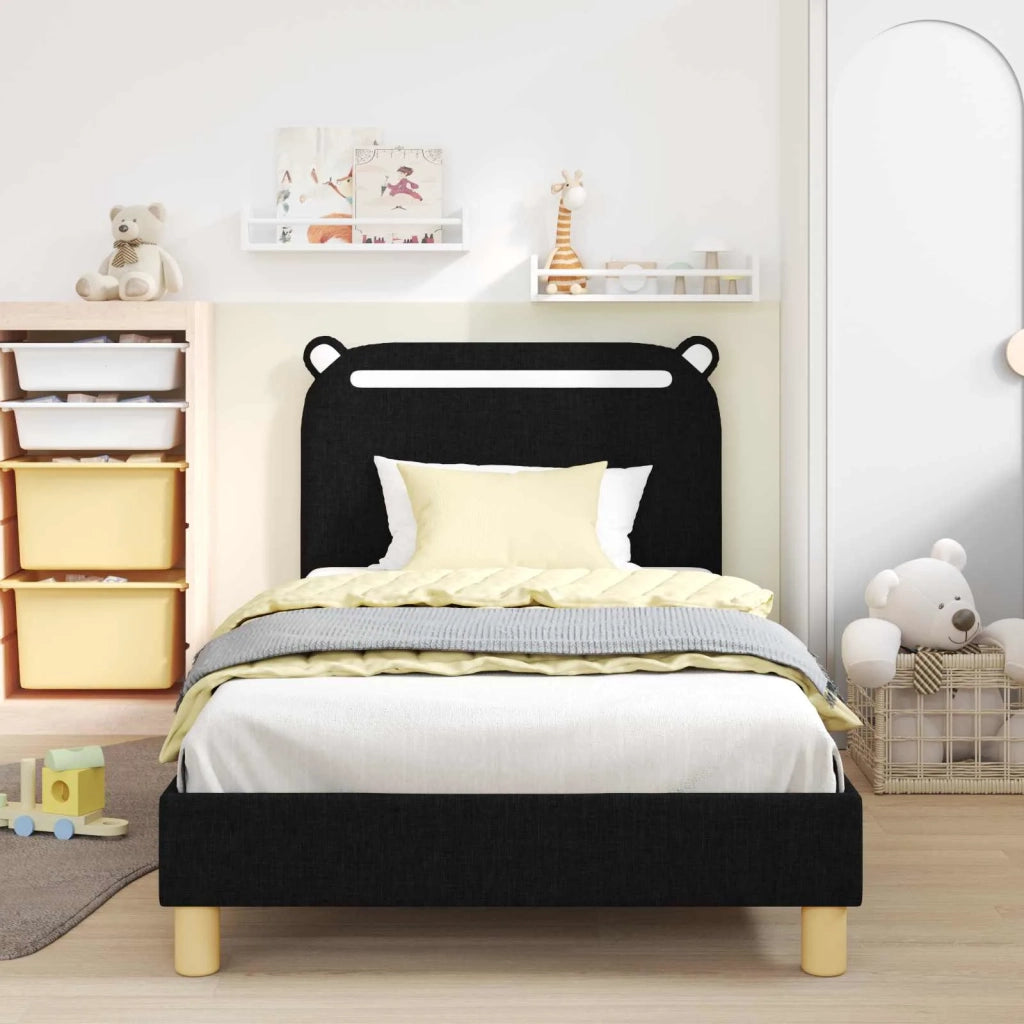 Struttura letto bambini con testata-Giroletto per bambini Nero 90 x 200 cm Tessuto 792370