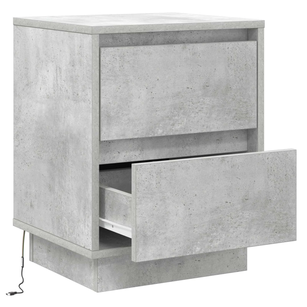 Comodino | Armadio da Notte | Mobiletto da notte Grigio cemento 39 x 34,5 x 50 cm