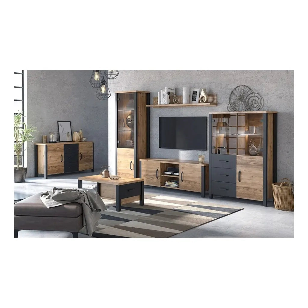 Mobile TV DARWIN - 150 cm in abete e nero opaco