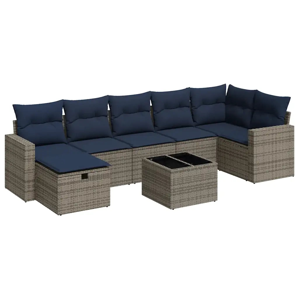 Set Divano da Giardino 8 pz con Cuscini Grigio in Polyrattan 3325417
