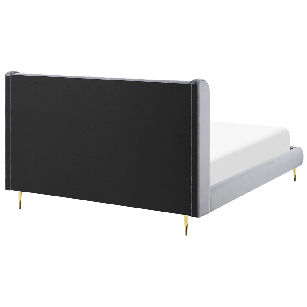 Letto matrimoniale in velluto grigio 140 x 200 cm design moderno