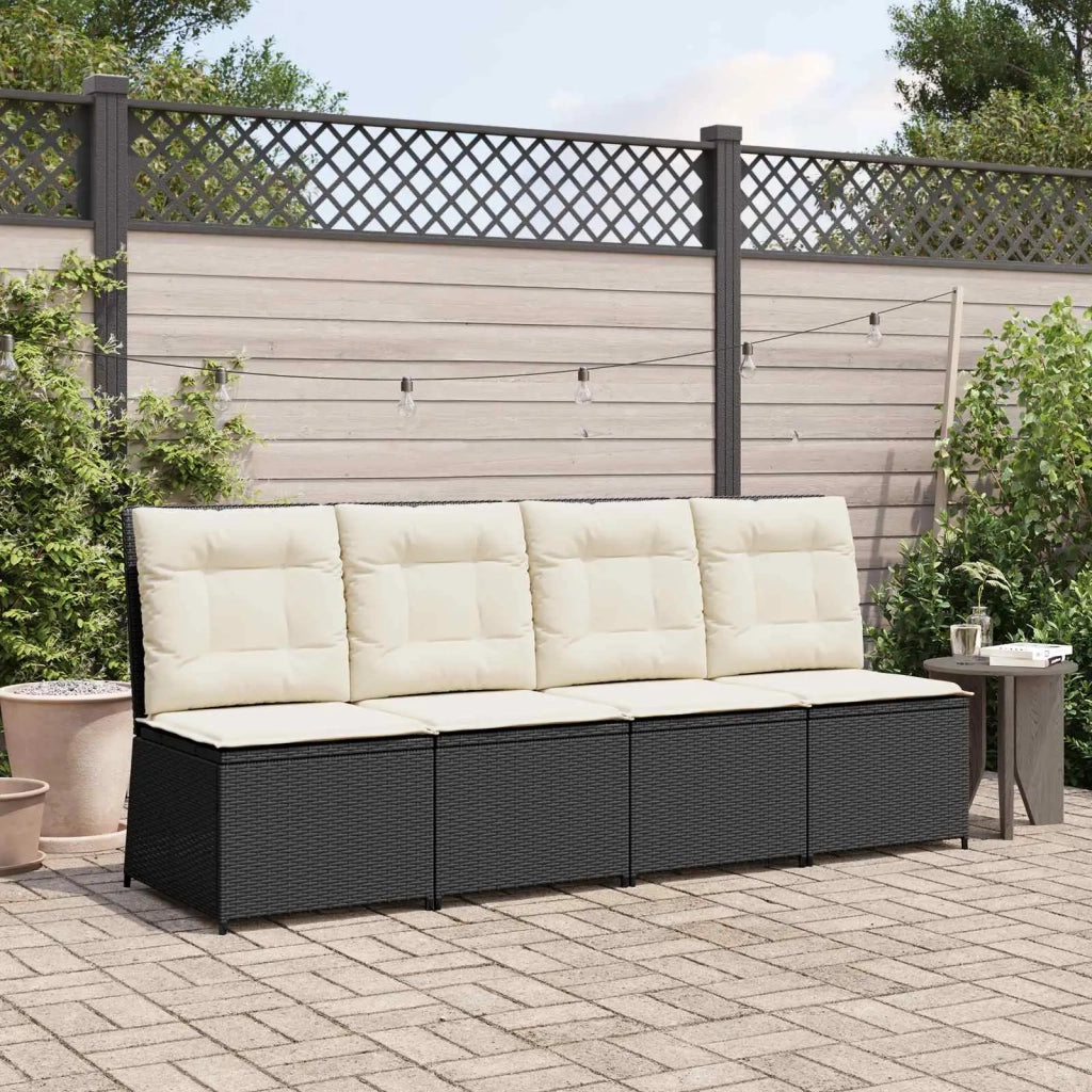 Divano da giardino con cuscino Nero e Bianco Crema polyrattan 3394476