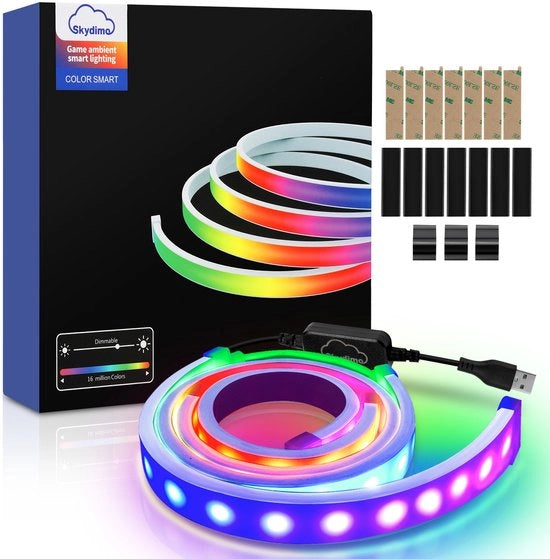 Striscia LED per scrivania gaming, Striscia LED RGBIC per monitor PC 32 pollici, illuminazione di background PC, illuminazione LED PC con controllo tramite app tramite USB