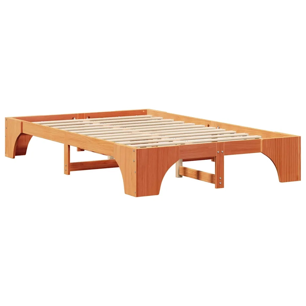 Letto matrimoniale | Letto per adulti | Struttura del letto Marrone cerato 140 x 190 cm Pino massello