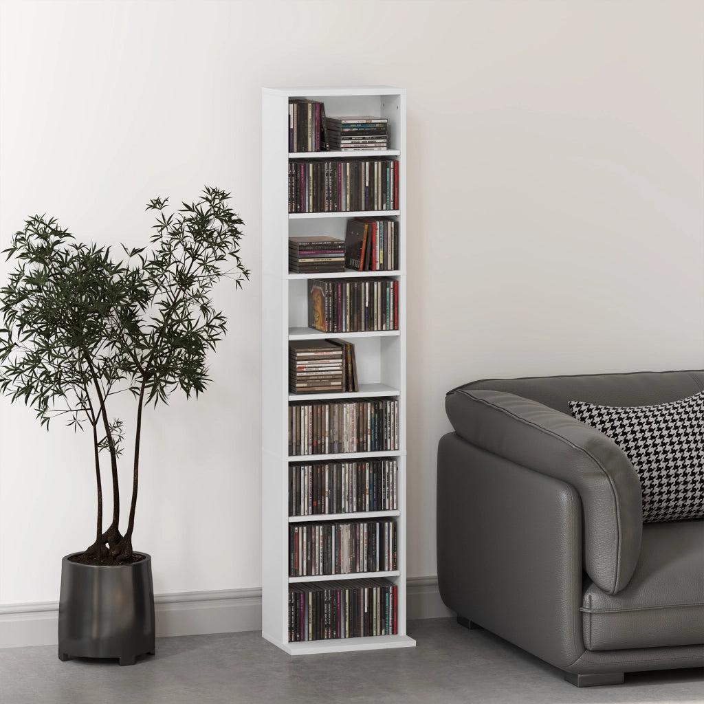 Scaffale per CD e DVD con 6 Ripiani Regolabili ¨C Minimal ¨C Bianco 33x24x140 cm