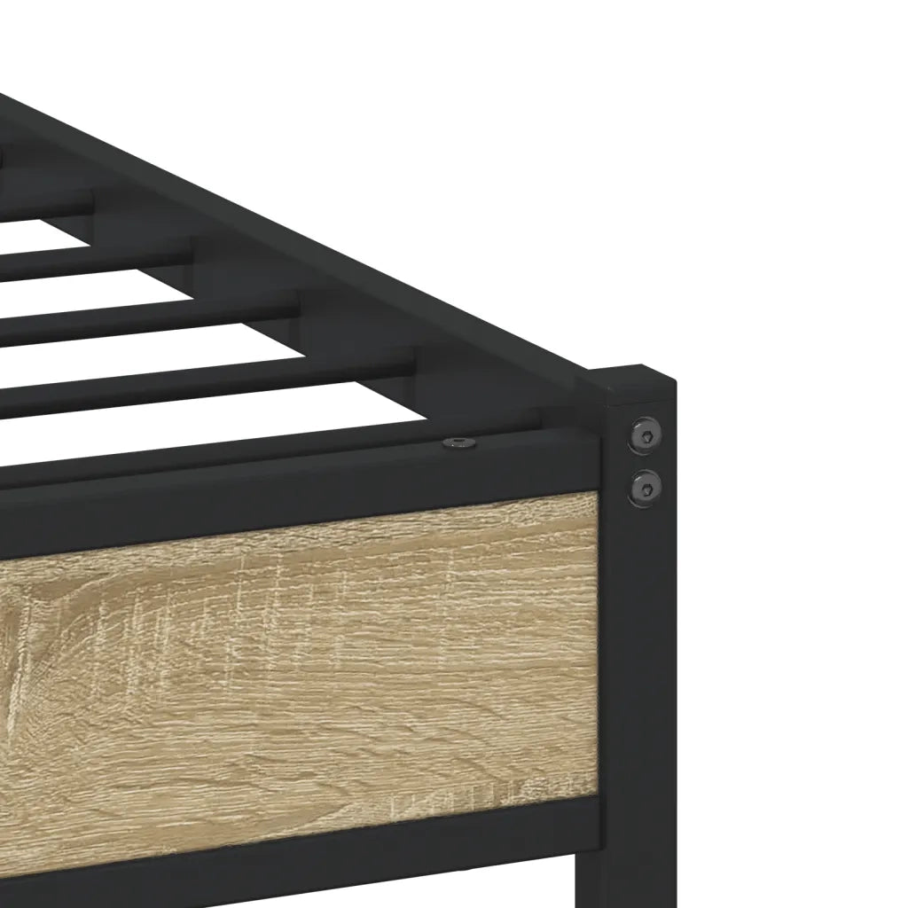 Letto singolo | Letto per adulti | Giroletto senza Materaso in Metallo Rovere Sonoma 75x190 cm