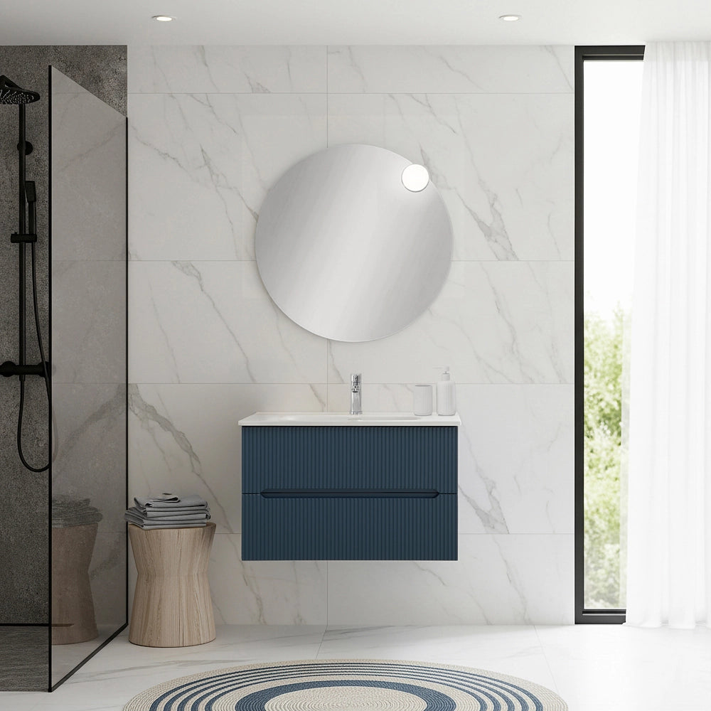 Mobile bagno sospeso 70 cm blu petrolio cannettato Bali
