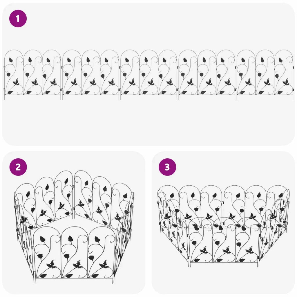 Recinzione per Giardino 5 pcs Nero Acciaio 42021366