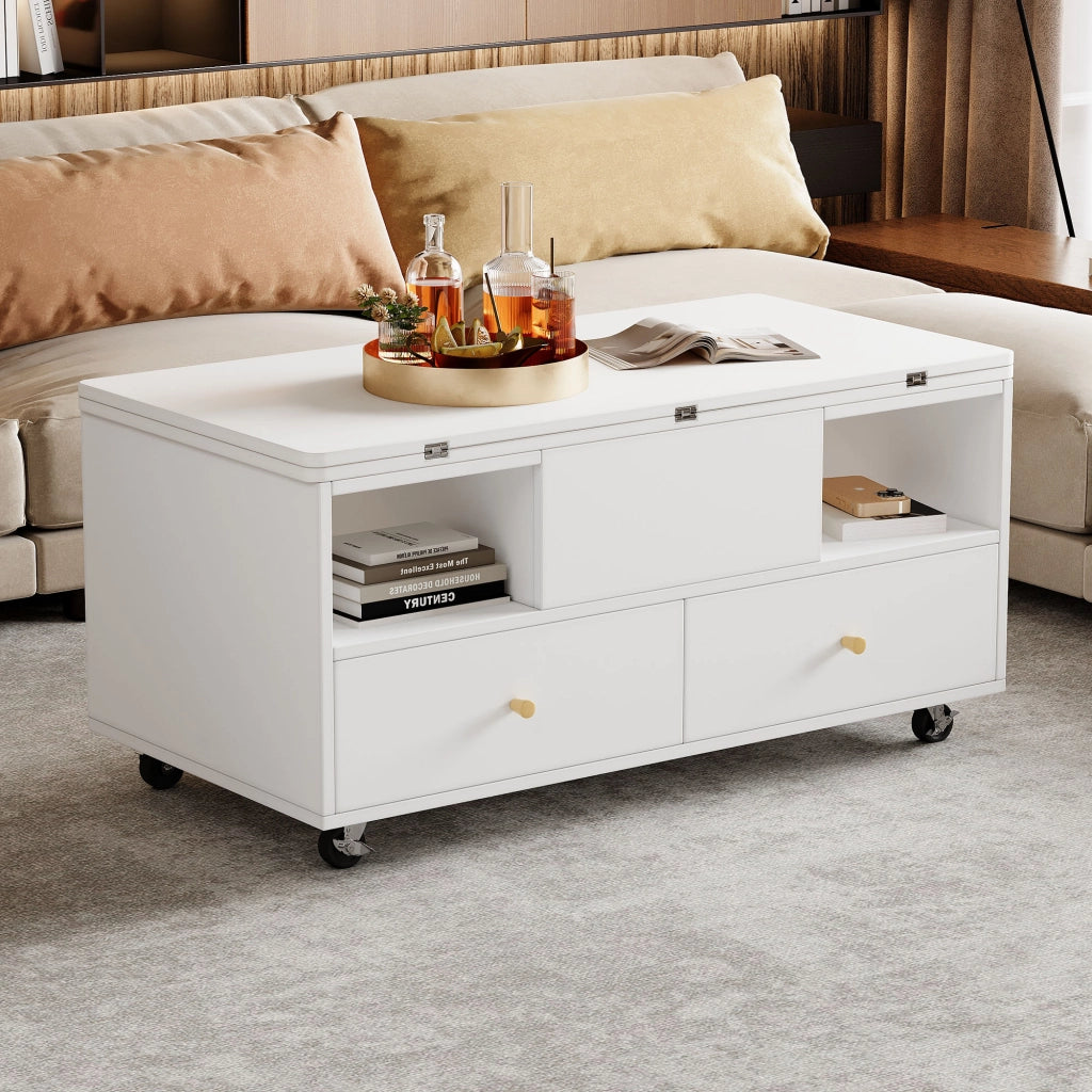 TAVOLO SOFFICE ALZABILE E PIEGHEVOLE 100x50x47,5 cm BIANCO MDF