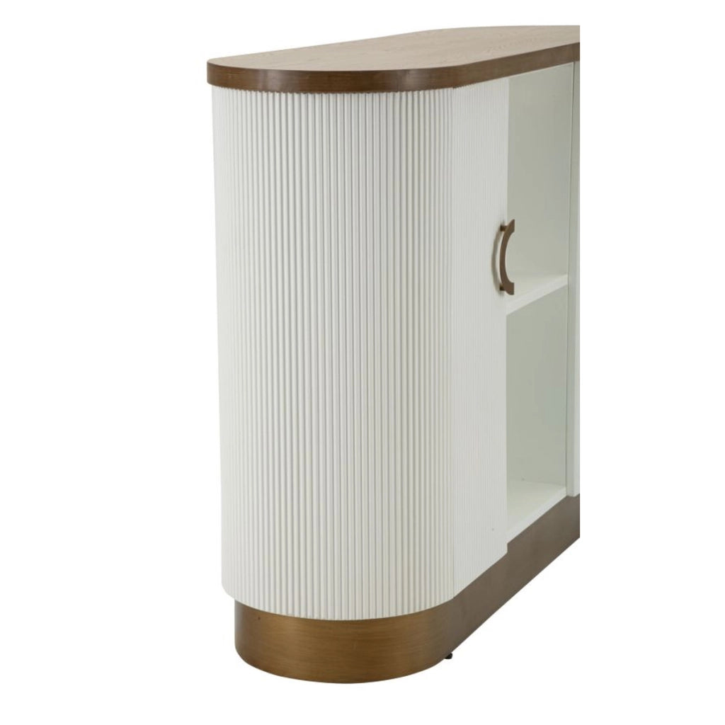 Mobile Tolosa in MDF, frassino e ferro bianco e oro 121x41x90 cm