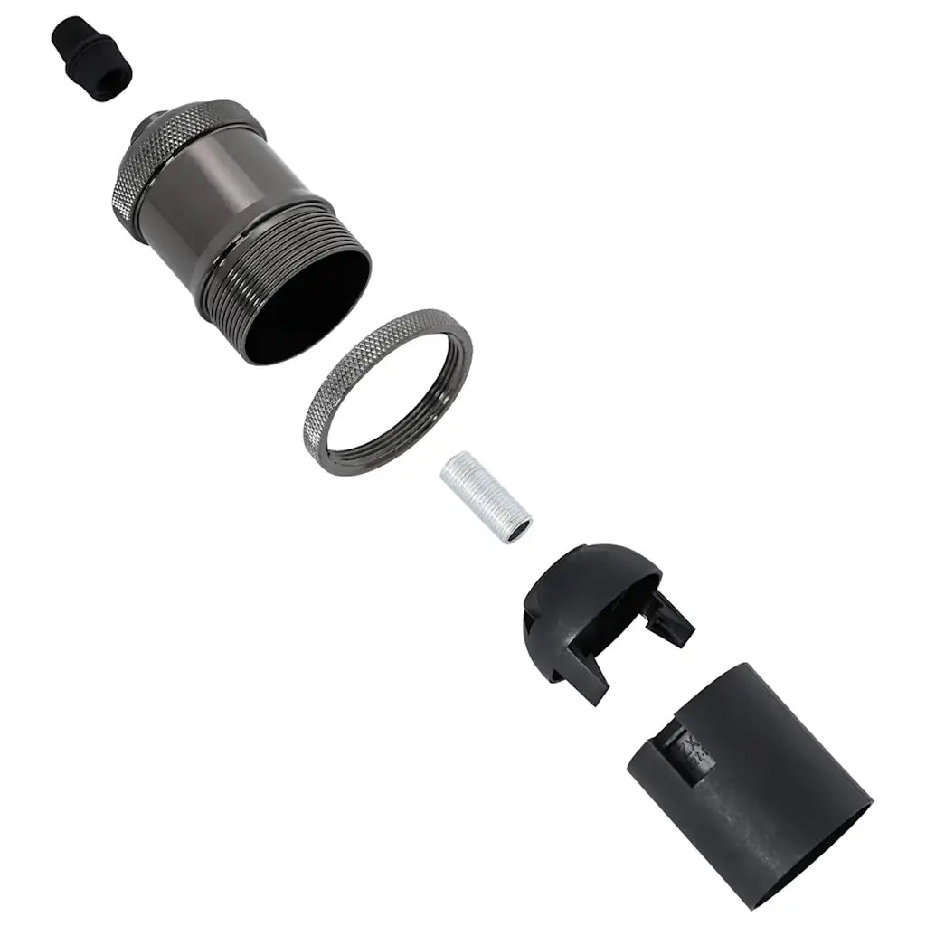 Portalampade 2 pz Nero Lucido E27
