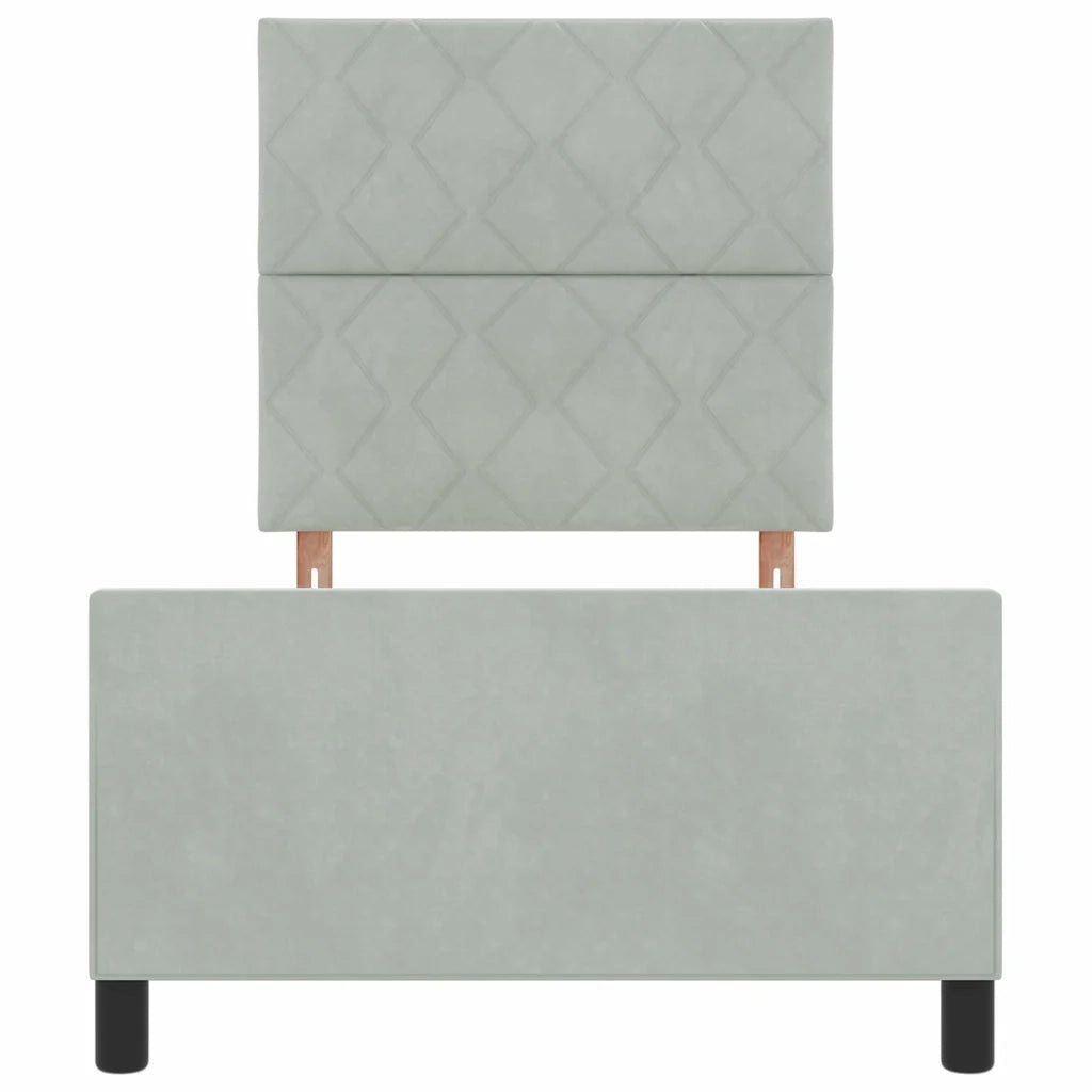 Letto a molle con testiera Grigio chiaro 90 x 190 cm Velluto
