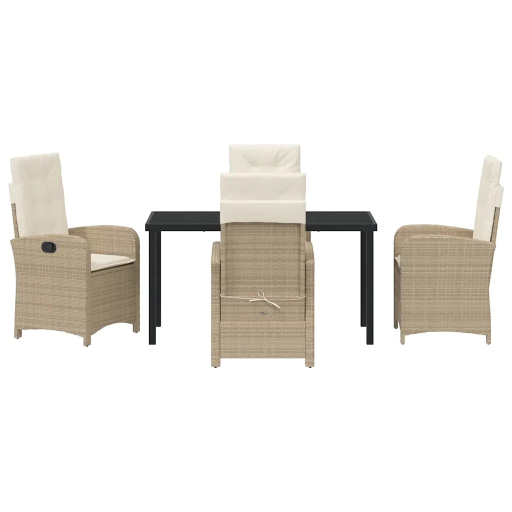 Set da Pranzo per Giardino con cuscino 5 pcs Beige polyrattan