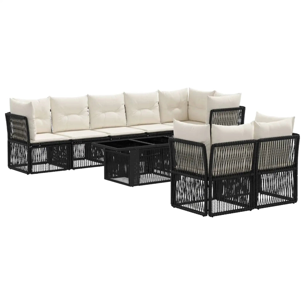 Set Divano da Giardino 8 pz Nero polyrattan 3436498