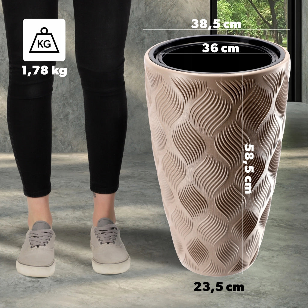 Vaso da fiori KADAX con inserto 58 cm, copertura per vaso da fiori in plastica alta