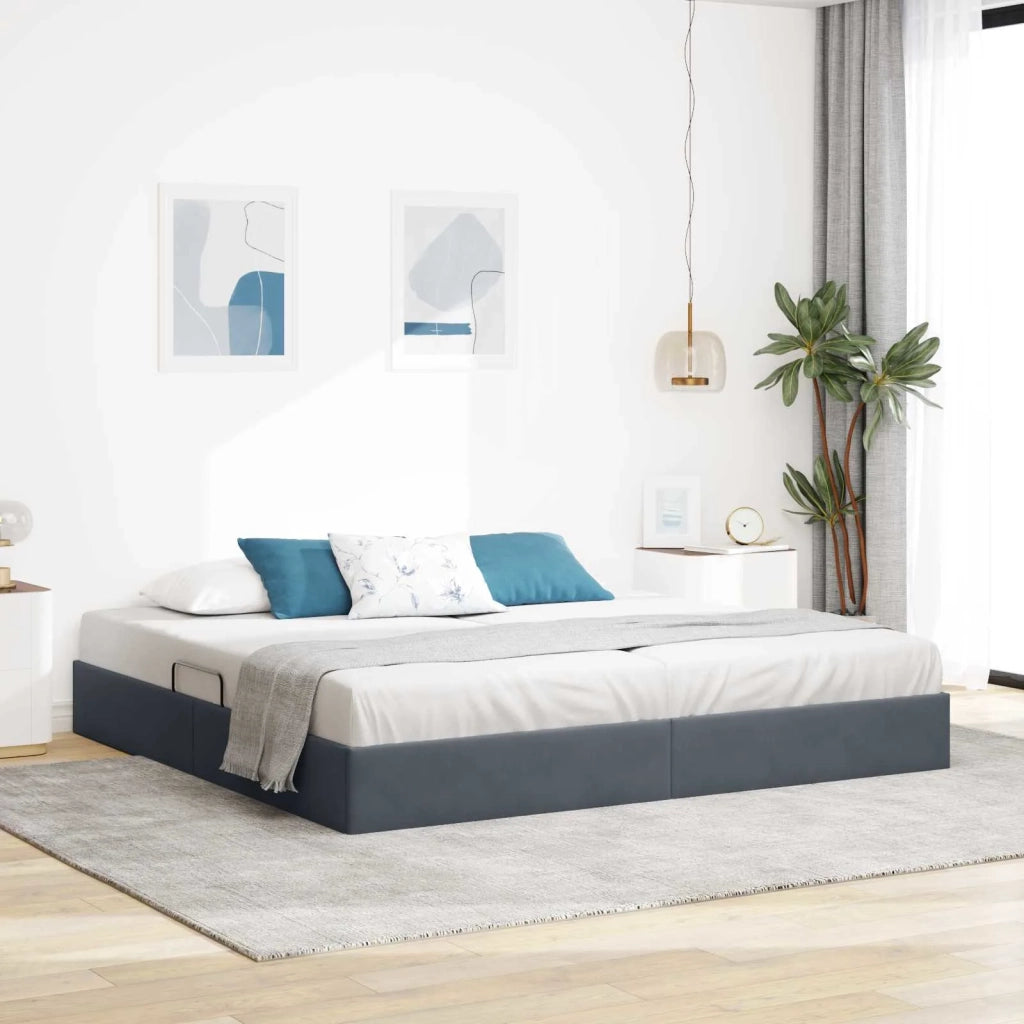 Letto ottomano Grigio Scuro 200 x 200 cm Velluto 3442905