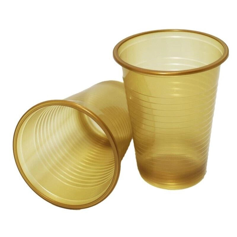 BICCHIERI DI PLASTICA SET 50 PZ DA 200 CC COLORE ORO DA TAVOLA E PER FESTE