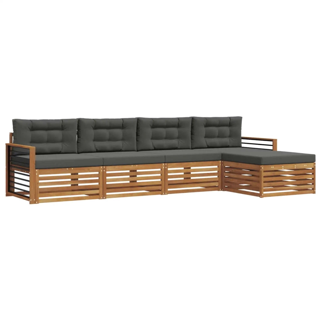 Set di divani da esterno con cuscino 5 pcs Naturale e Antracite 3373312