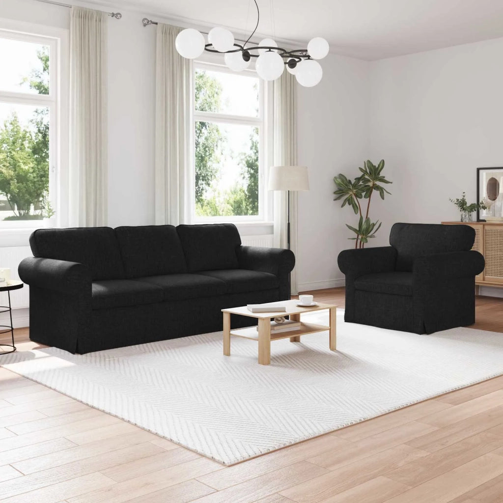 Set di divani 2 pcs Nero 215 x 82 x 80 cm Tessuto 3407576