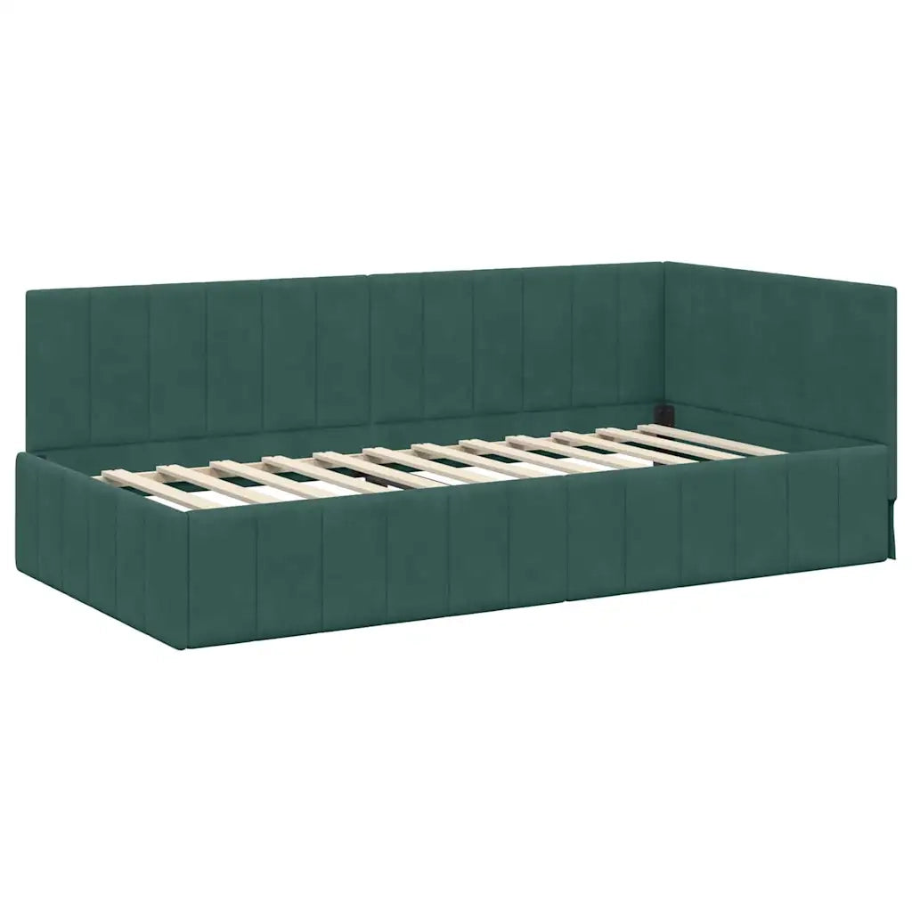 Struttura Letto Angolare con Materasso 2 pcs Verde Velluto 3393850