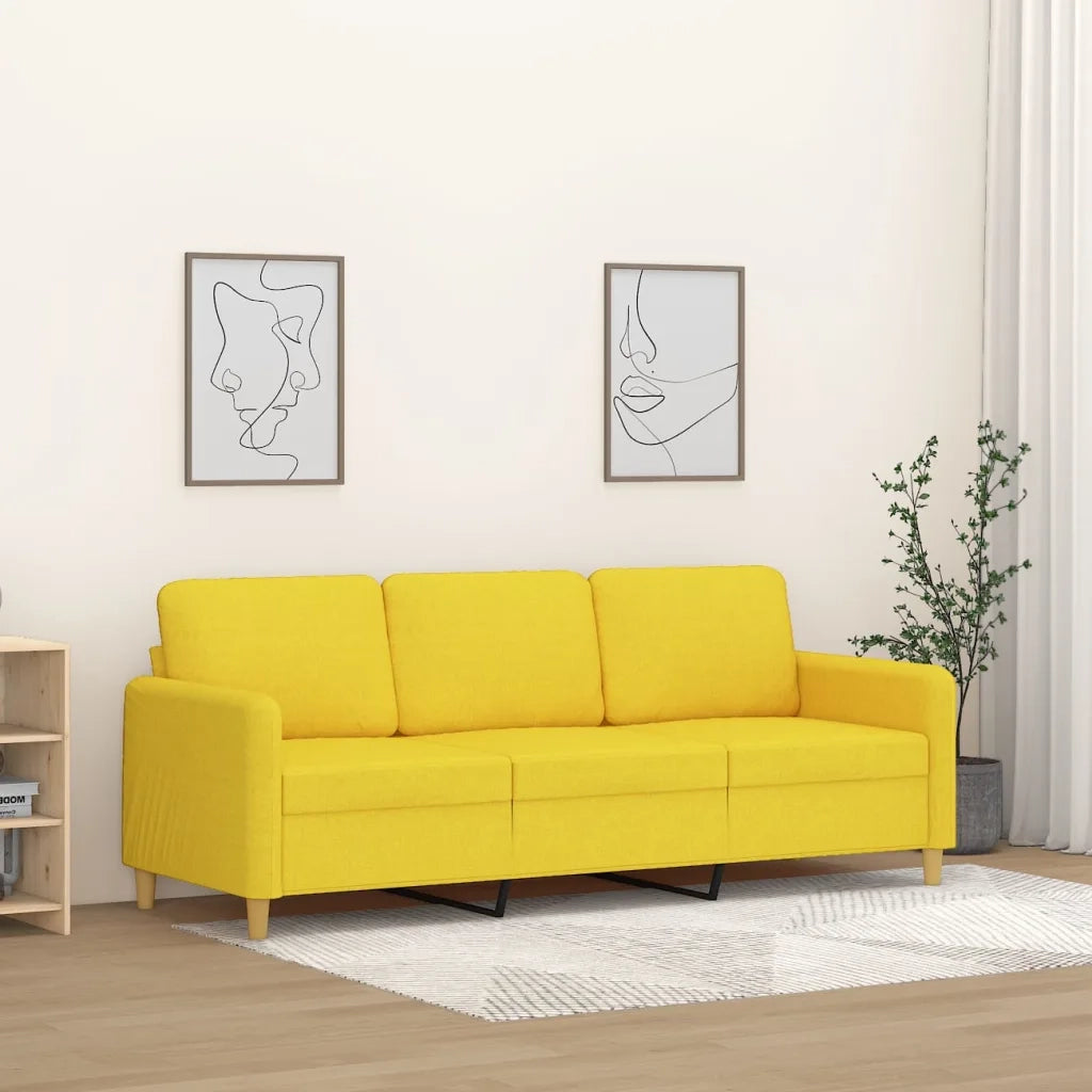 Divano a 3 Posti-Sofa 3 Posti Giallo Chiaro 180 cm in Tessuto 456829
