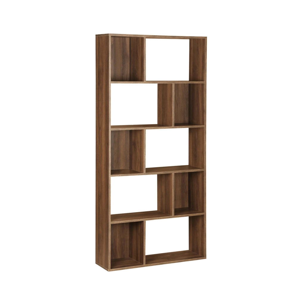 Libreria di design asimmetrica, legno scuro | sweeek