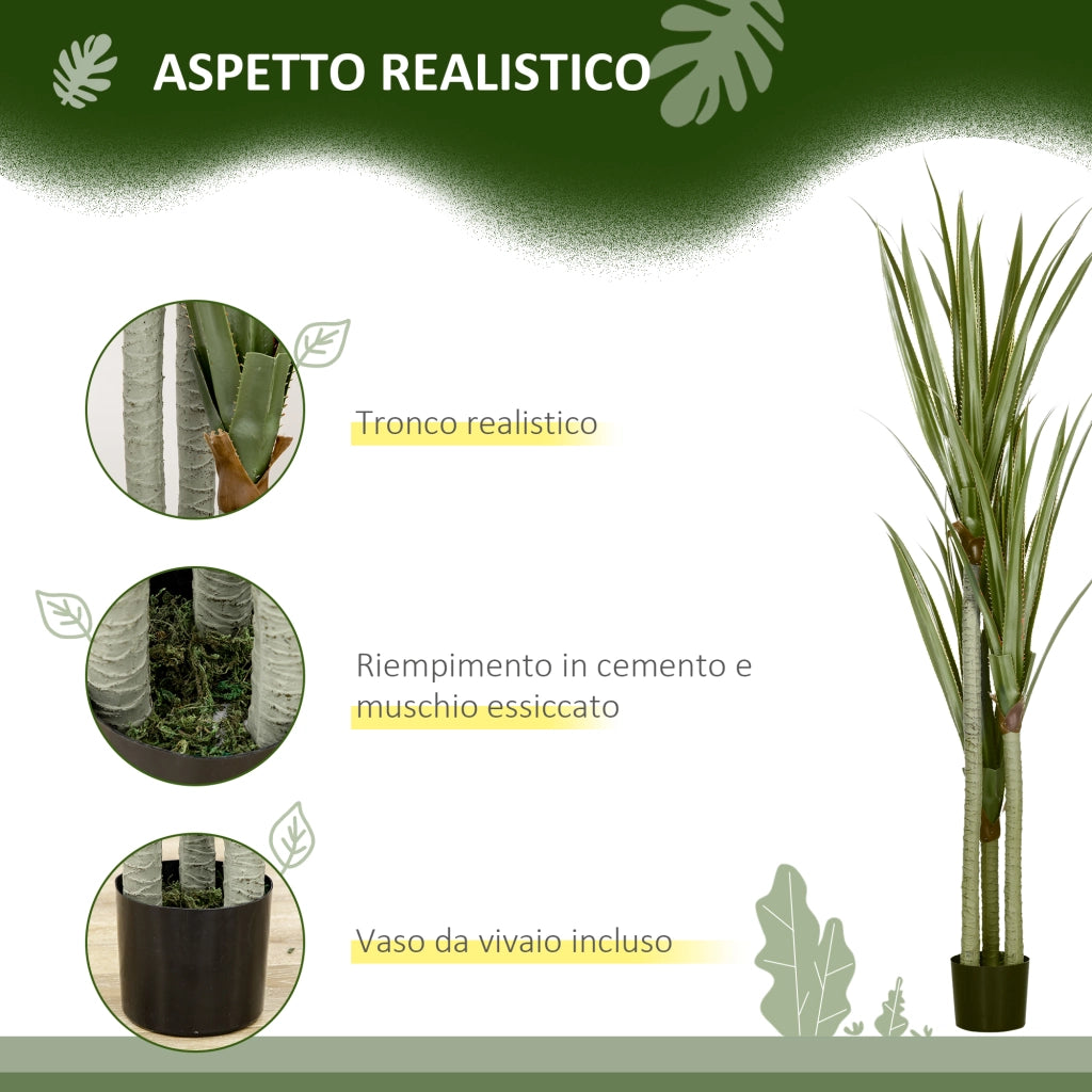 Pianta Artificiale Yucca ¨C Minimal ¨C 190 cm, Vaso PEVA e Cemento